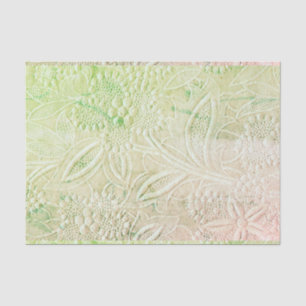 Touch of Green Floral Embroidered Look Tissue Paper