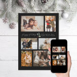 Touch of Holly Minimal Photo Collage Happy Holiday Card<br><div class="desc">6 photo areas in various orientations; black "frame" can be changed to any colour in the editor; more or scale holly accent to suit your text and photos. Add a message to the back or more photos if desired. "Happy Holidays" Graphic can be deleted in the full editor to add...</div>