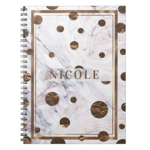 Touch of Rose Gold Marble Bronze Copper Girly Spiral Notebook