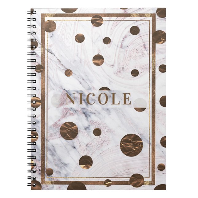 Touch of Rose Gold Marble Bronze Copper Girly Spiral Notebook (Front)