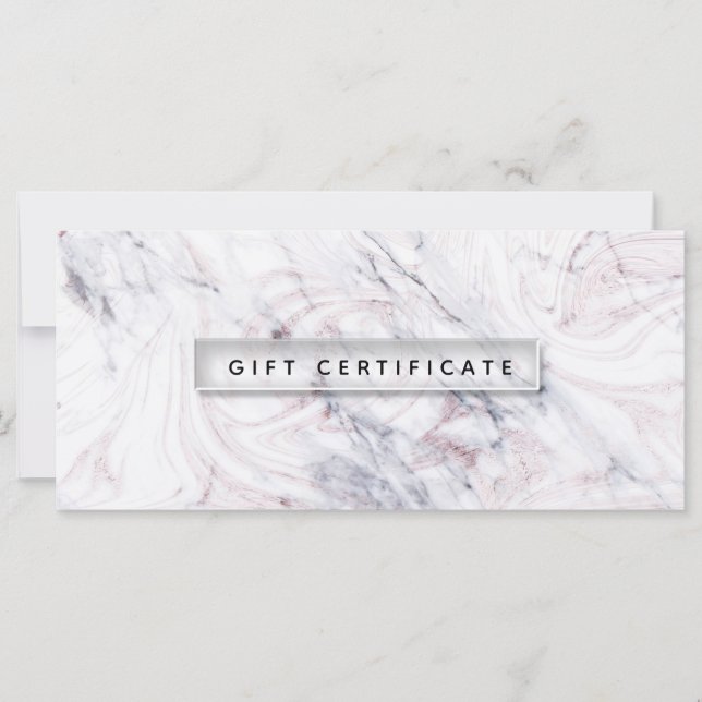Touch of Rose White & Grey Marble Gift Certificate (Front)