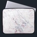 Touch of Rose White & Grey Marble Swirl Chic Trend Laptop Sleeve<br><div class="desc">Custom design</div>
