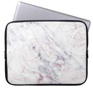 Touch of Rose White & Grey Marble Swirl Chic Trend Laptop Sleeve