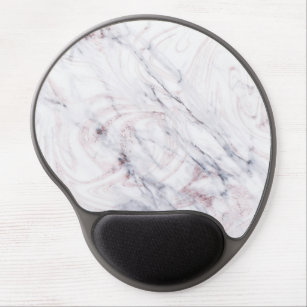 Touch of Rose White Grey Marble Swirl Chic Trendy Gel Mouse Pad