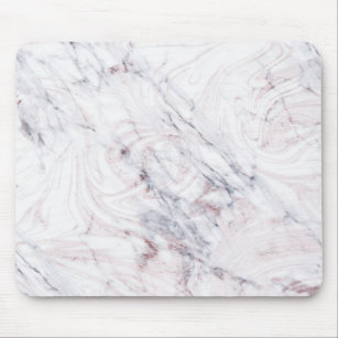Touch of Rose White Grey Marble Swirl Chic Trendy Mouse Pad