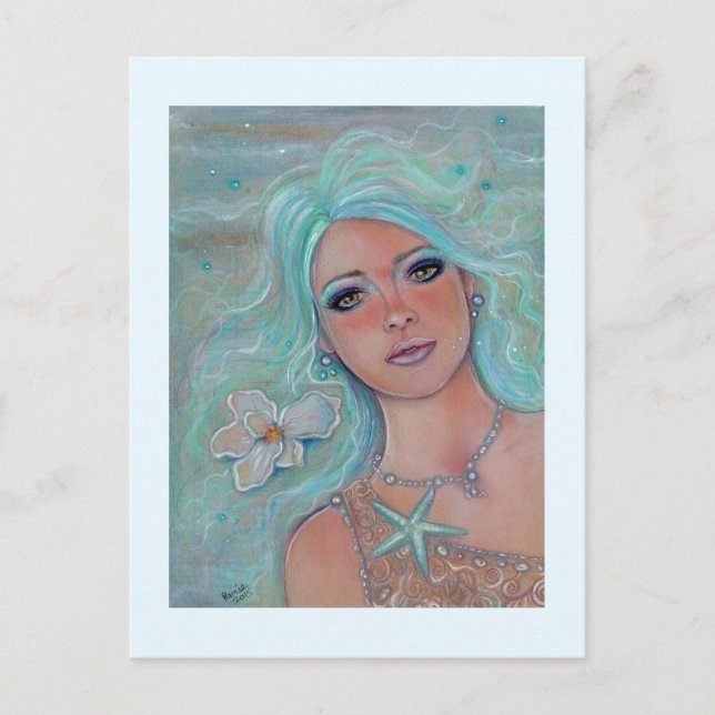 Touch of spring mermaid postcard by Renee Lavoie (Front)