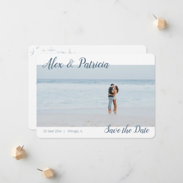 Touch of Style Save the Date Wedding Engagement Announcement (Front/Back In Situ)