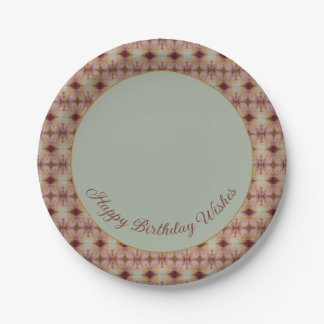 Touch Of Teal Pink And Burgundy Designer Round Paper Plate