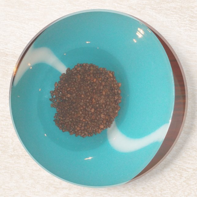 Touch of the Sea: A Cyan Bowl of Coffee Coaster (Front)