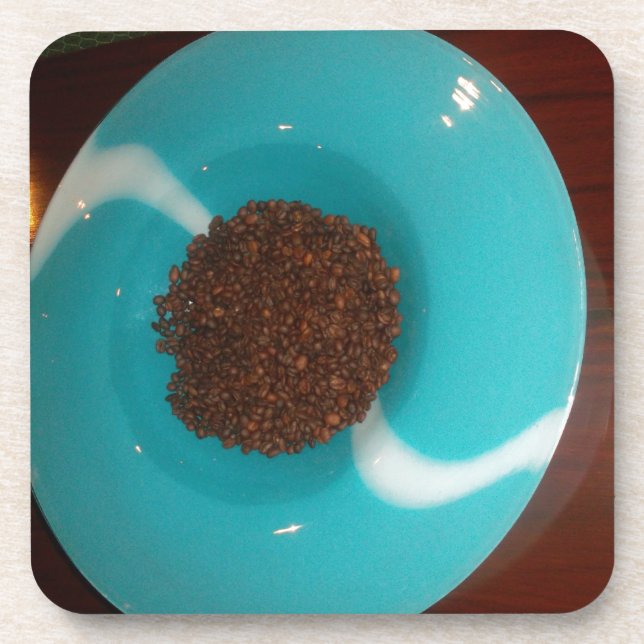Touch of the Sea: A Cyan Bowl of Coffee Coaster (Front)