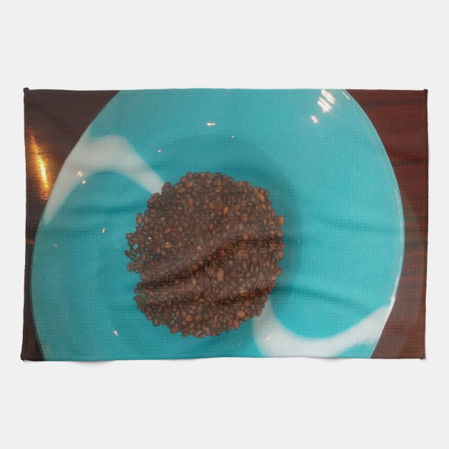 Touch of the Sea: A Cyan Bowl of Coffee Tea Towel (Horizontal)