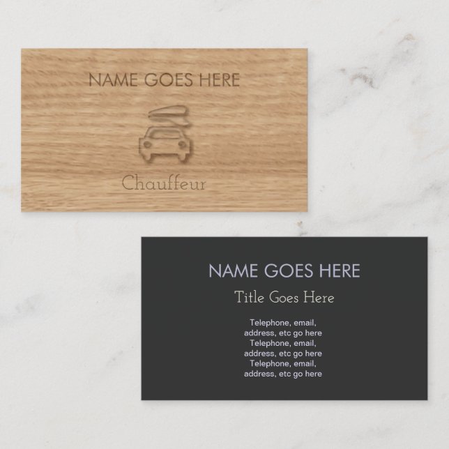 "Touch Wood" Chauffeur Business Cards (Front/Back)