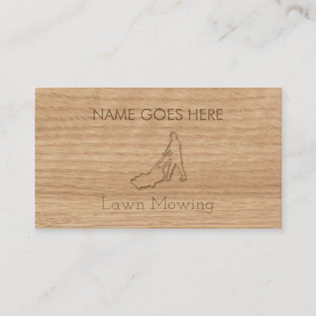 "Touch Wood" Lawn Mowing Business Cards (Front)