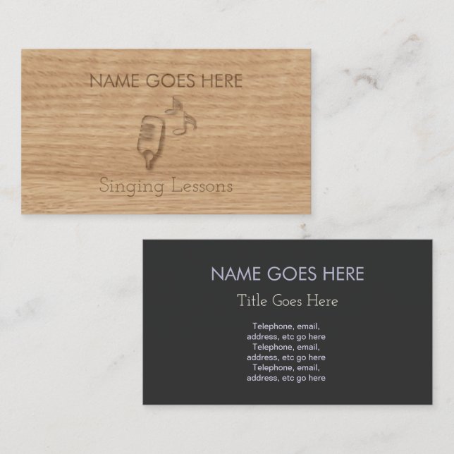 "Touch Wood" Singer Business Cards (Front/Back)