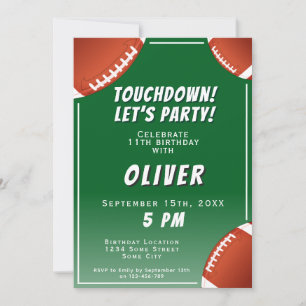 Touchdown American Football Ball Sports Birthday Invitation