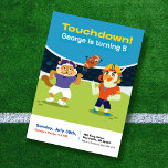 Touchdown American Football Kids Birthday Invitation<br><div class="desc">Touchdown! Celebrate your little all star with this football themed birthday invitation featuring cute animals playing in the stadium. Bringing whimsy and fun to the game. Easily customisable for any age</div>