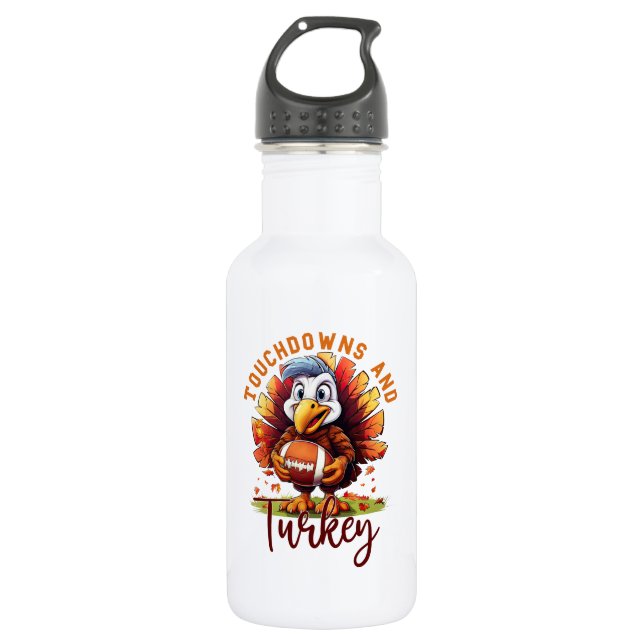 Touchdown and Turkey Thanksgiving 532 Ml Water Bottle (Front)