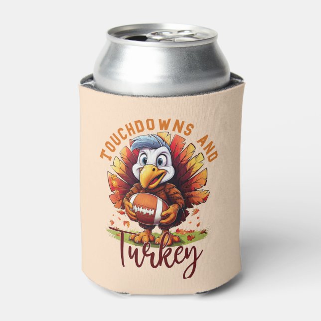 Touchdown and Turkey Thanksgiving Can Cooler (Can Front)