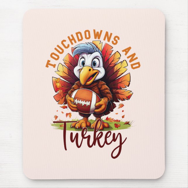 Touchdown and Turkey Thanksgiving Mouse Pad (Front)