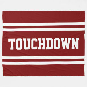 TOUCHDOWN Athletic Brown White Text Racing Stripes Fleece Blanket