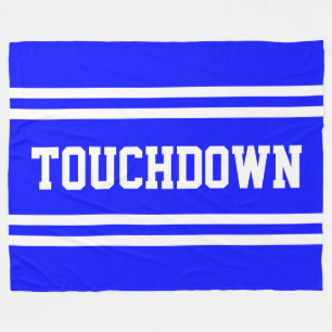TOUCHDOWN Athletic Brown White Text Racing Stripes Fleece Blanket
