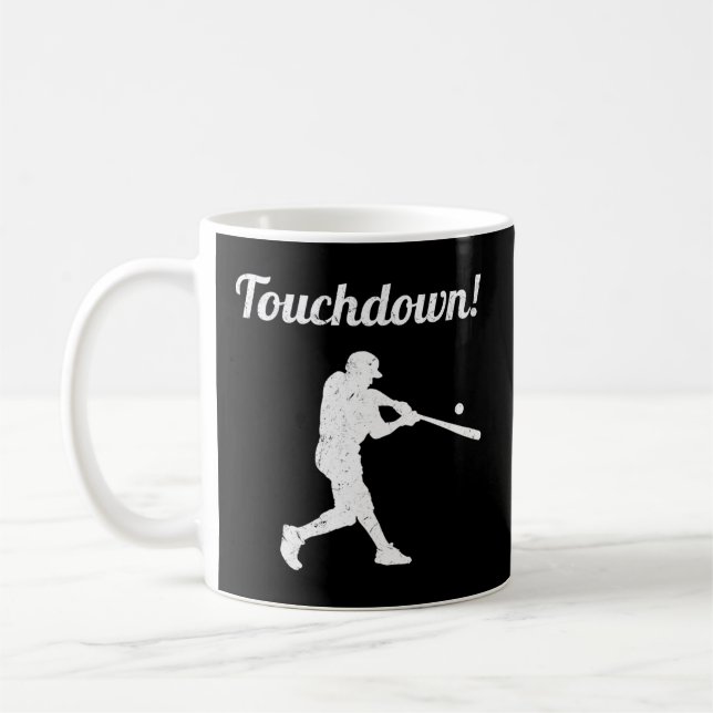Touchdown Baseball Baseball Player Coffee Mug (Left)