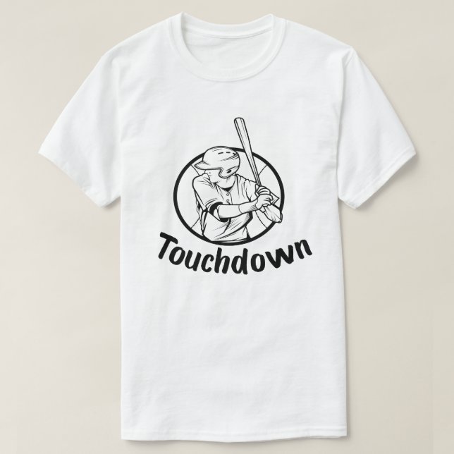 Touchdown Baseball Vintage Retro Baseball Player  T-Shirt (Design Front)