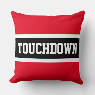 TOUCHDOWN Bold Bright Red Black White Stripes Cushion