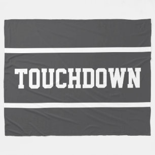 TOUCHDOWN Bold Gray Sporty White Football Stripes Fleece Blanket