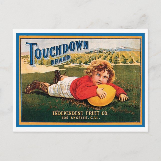 Touchdown Brand Vintage Crate Label Postcard (Front)