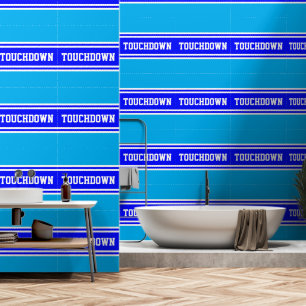 TOUCHDOWN Bright Royal Blue White Racing Stripes Wallpaper