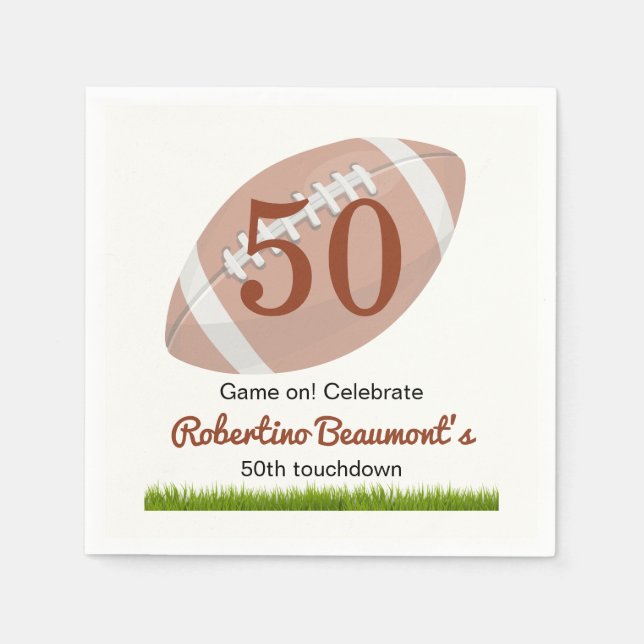 Touchdown Fifty Funny Football 50th Birthday Napkin (Front)