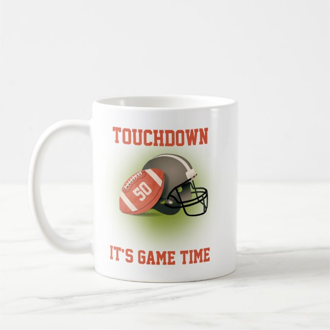 Touchdown Fifty Vintage Football 50th Birthday Coffee Mug (Left)