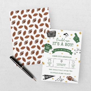 Touchdown Football Green Baby Shower Invitation