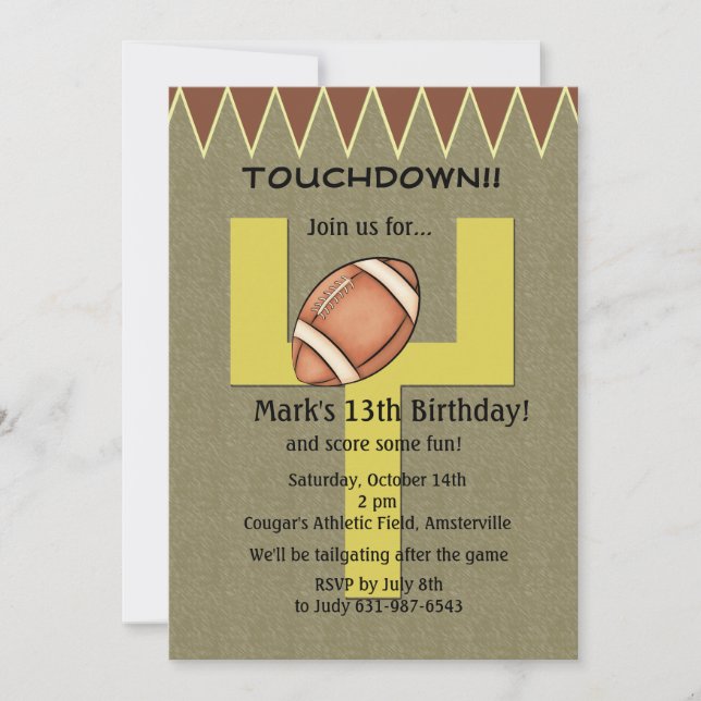 Touchdown Football Invitation (Front)