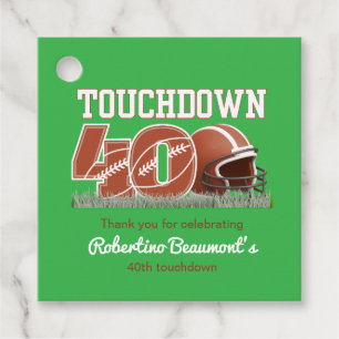 Touchdown Forty Funny Football 40th Birthday Favour Tags