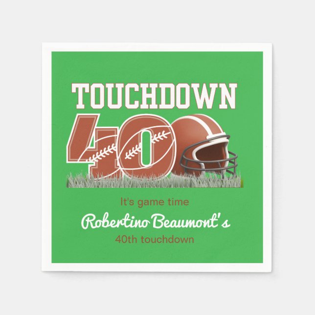 Touchdown Forty Funny Football 40th Birthday Napkin (Front)