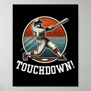 Touchdown Homerun Sports Mash Up Football Baseball Poster