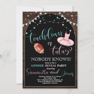 Touchdown or Tutus Gender Reveal Party Invitation