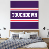 TOUCHDOWN Purple Red White Text Racing Stripes