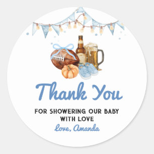 Touchdown Tiny Toes Couples Baby Shower Thank You Classic Round Sticker