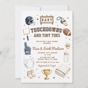 Touchdown Tiny Toes Diaper Couples Baby Shower Invitation