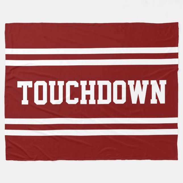 TOUCHDOWN Vintage Red White Text Racing Stripes Fleece Blanket (Front (Horizontal))
