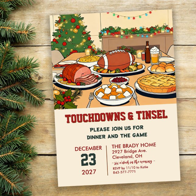 Touchdowns and Tinsel Dinner Invitation (Creator Uploaded)
