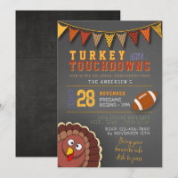 Touchdowns and Turkey Thanksgiving Game Day Invite