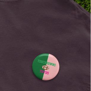 Touchdowns or Tutus Gender Reveal 6 Cm Round Badge