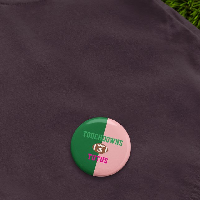 Touchdowns or Tutus Gender Reveal 6 Cm Round Badge (Creator Uploaded)