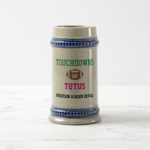 Touchdowns or Tutus Gender Reveal Beer Stein