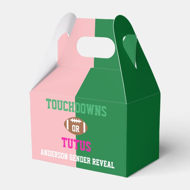 Touchdowns or Tutus Gender Reveal Favour Box (Front Side)