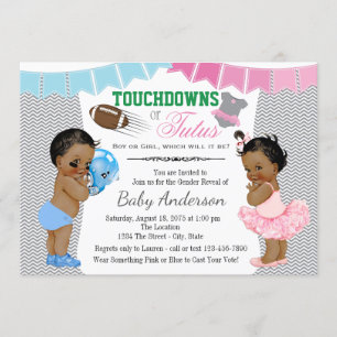 Touchdowns or Tutus Gender Reveal Invitations